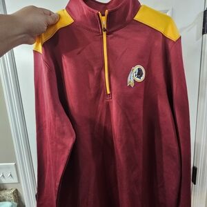 Men's Burgundy and Yellow Quarter-Zip Jacket